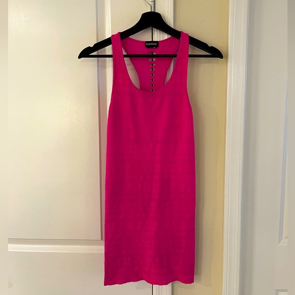💕 Vintage Bebe Hot Pink Bodycon Mini Dress , Size: S/M 💕 - Picture 4 of 13